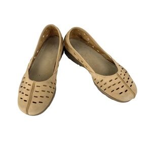 Aerosoles Leather Ballet Flats 8.5 Womens Slip On Loafers 39 Comfort Shoes Tan